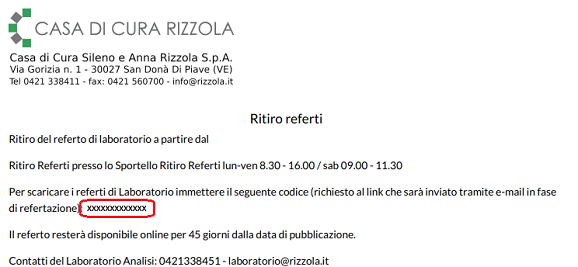 Istruzioni referti on line